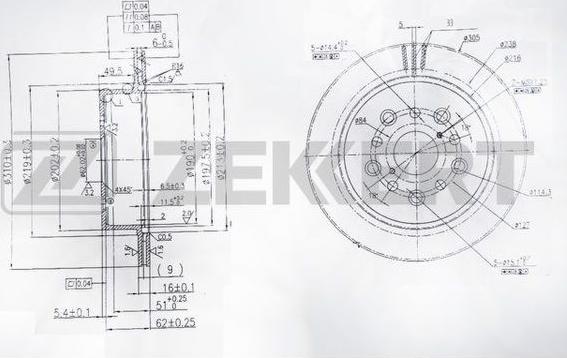 Zekkert BS-6085 - Disque de frein cwaw.fr