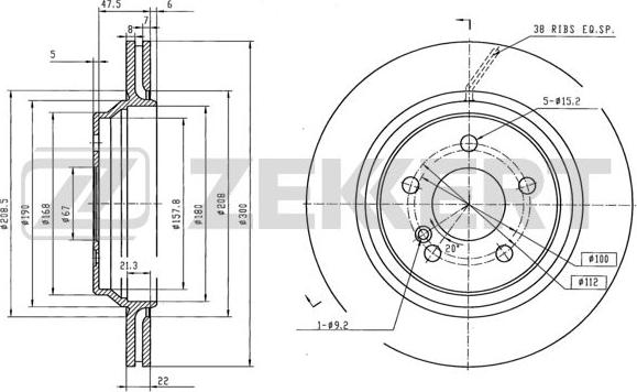 Zekkert BS-6126B - Disque de frein cwaw.fr