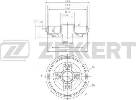 Zekkert BS-6326 - Tambour de frein cwaw.fr