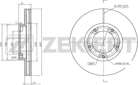 Zekkert BS-6206 - Disque de frein cwaw.fr