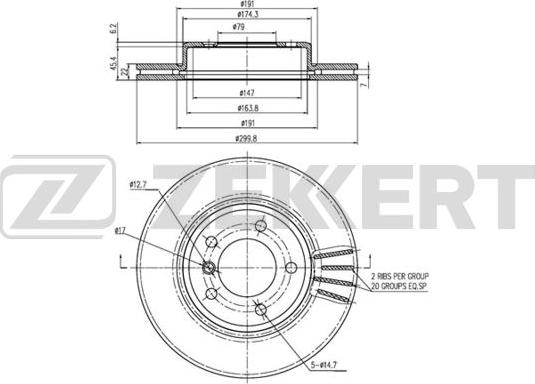 Zekkert BS-6222B - Disque de frein cwaw.fr