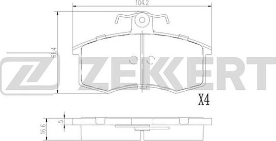 Zekkert BS-1927 - Kit de plaquettes de frein, frein à disque cwaw.fr