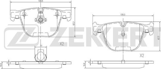 Zekkert BS-1582 - Kit de plaquettes de frein, frein à disque cwaw.fr