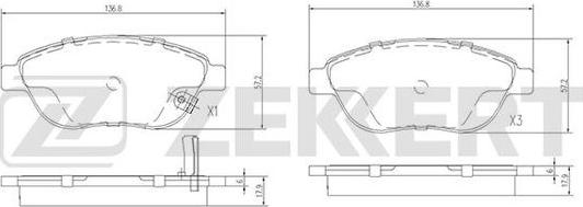 Zekkert BS-1688 - Kit de plaquettes de frein, frein à disque cwaw.fr