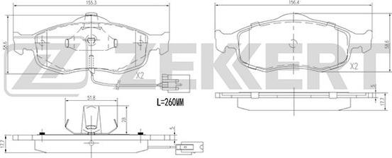 Zekkert BS-1620 - Kit de plaquettes de frein, frein à disque cwaw.fr