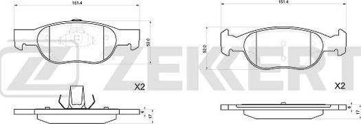 Zekkert BS-1045 - Kit de plaquettes de frein, frein à disque cwaw.fr