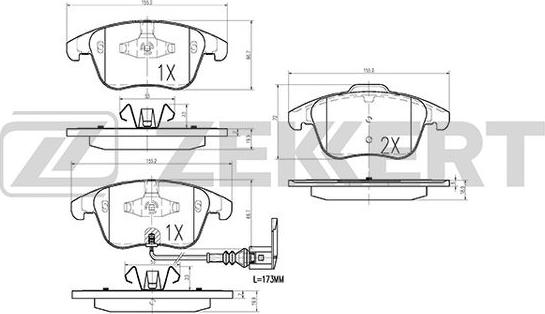 Zekkert BS-1009 - Kit de plaquettes de frein, frein à disque cwaw.fr