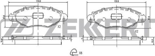 Zekkert BS-1034 - Kit de plaquettes de frein, frein à disque cwaw.fr