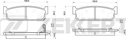 Zekkert BS-1027 - Kit de plaquettes de frein, frein à disque cwaw.fr