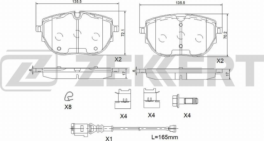 Zekkert BS-1190 - Kit de plaquettes de frein, frein à disque cwaw.fr