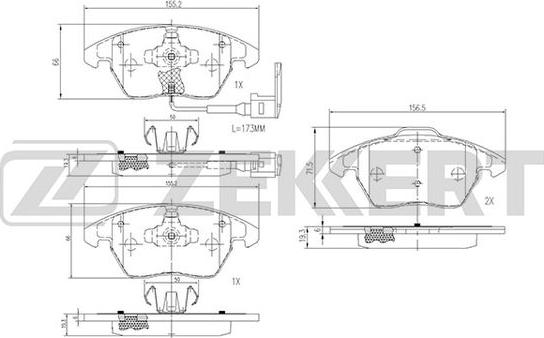 Zekkert BS-1141 - Kit de plaquettes de frein, frein à disque cwaw.fr