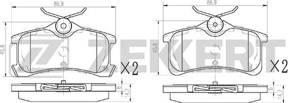 Zekkert BS-1147 - Kit de plaquettes de frein, frein à disque cwaw.fr