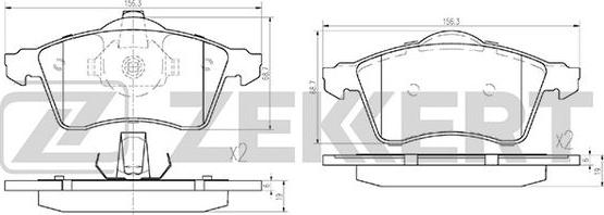 Zekkert BS-1157 - Kit de plaquettes de frein, frein à disque cwaw.fr