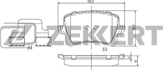 Zekkert BS-1168 - Kit de plaquettes de frein, frein à disque cwaw.fr