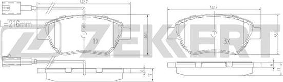 Zekkert BS-1167 - Kit de plaquettes de frein, frein à disque cwaw.fr