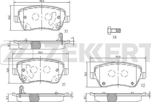 Zekkert BS-1113 - Kit de plaquettes de frein, frein à disque cwaw.fr