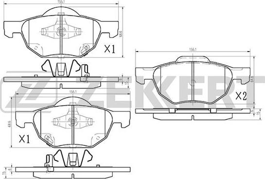 Zekkert BS-1125 - Kit de plaquettes de frein, frein à disque cwaw.fr