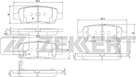 Zekkert BS-1823 - Kit de plaquettes de frein, frein à disque cwaw.fr