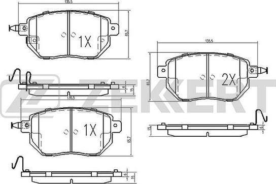 Zekkert BS-1874 - Kit de plaquettes de frein, frein à disque cwaw.fr