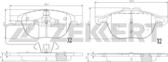 Zekkert BS-1364 - Kit de plaquettes de frein, frein à disque cwaw.fr