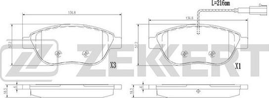 Zekkert BS-1389 - Kit de plaquettes de frein, frein à disque cwaw.fr