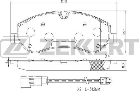 Zekkert BS-1250 - Kit de plaquettes de frein, frein à disque cwaw.fr