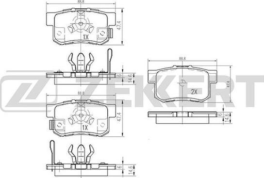 Zekkert BS-1258 - Kit de plaquettes de frein, frein à disque cwaw.fr