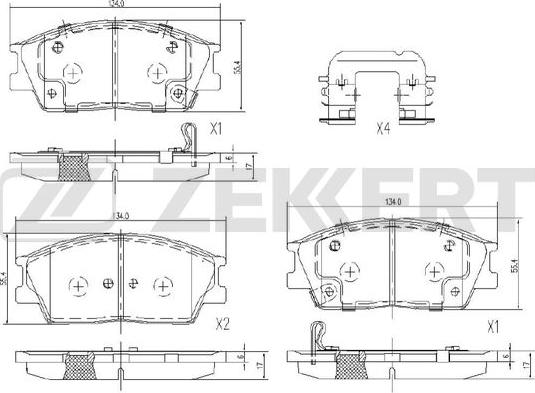 Zekkert BS-1257 - Kit de plaquettes de frein, frein à disque cwaw.fr