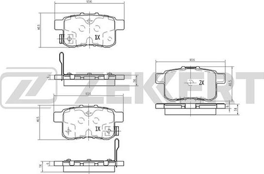 Zekkert BS-1260 - Kit de plaquettes de frein, frein à disque cwaw.fr