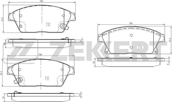 Zekkert BS-1286 - Kit de plaquettes de frein, frein à disque cwaw.fr