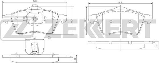 Zekkert BS-1282 - Kit de plaquettes de frein, frein à disque cwaw.fr