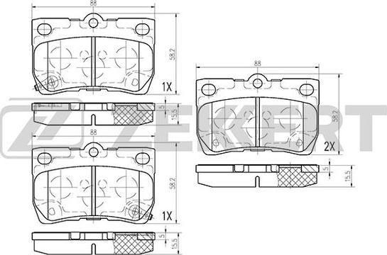 Zekkert BS-1224 - Kit de plaquettes de frein, frein à disque cwaw.fr