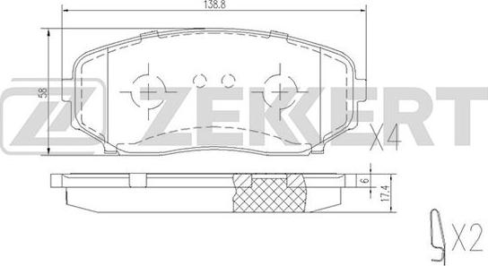 Zekkert BS-1228 - Kit de plaquettes de frein, frein à disque cwaw.fr