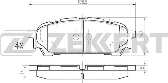 Zekkert BS-1223 - Kit de plaquettes de frein, frein à disque cwaw.fr