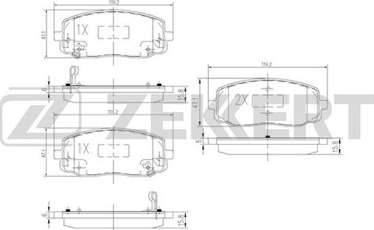 Zekkert BS-1790 - Kit de plaquettes de frein, frein à disque cwaw.fr