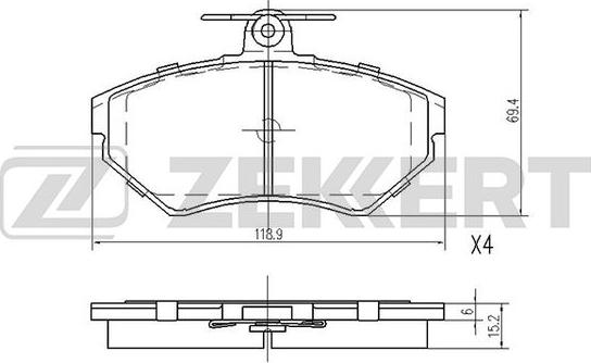 Zekkert BS-2907 - Kit de plaquettes de frein, frein à disque cwaw.fr