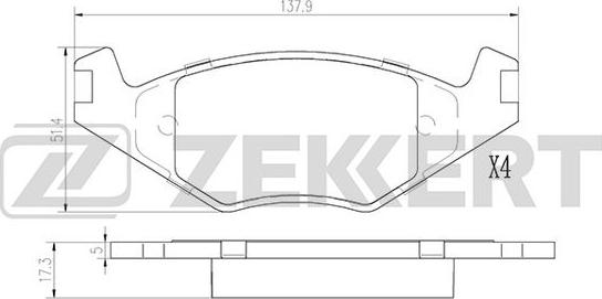 Zekkert BS-2986 - Kit de plaquettes de frein, frein à disque cwaw.fr