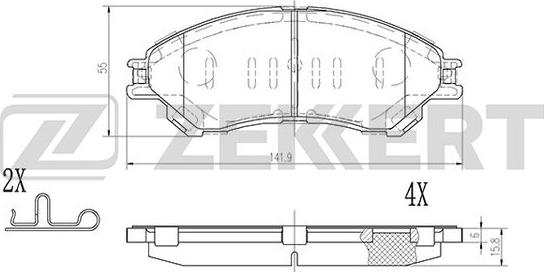 Zekkert BS-2974 - Kit de plaquettes de frein, frein à disque cwaw.fr