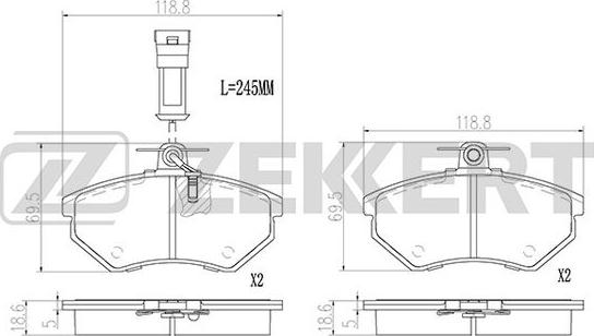 Zekkert BS-2978 - Kit de plaquettes de frein, frein à disque cwaw.fr