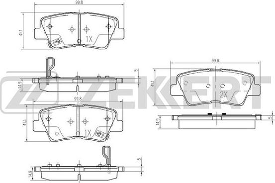 Zekkert BS-2444 - Kit de plaquettes de frein, frein à disque cwaw.fr