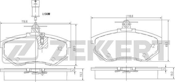 Zekkert BS-2541 - Kit de plaquettes de frein, frein à disque cwaw.fr