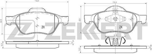 Zekkert BS-2514 - Kit de plaquettes de frein, frein à disque cwaw.fr