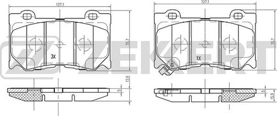 Zekkert BS-2517 - Kit de plaquettes de frein, frein à disque cwaw.fr