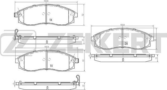 Zekkert BS-2537 - Kit de plaquettes de frein, frein à disque cwaw.fr