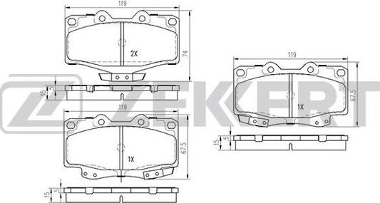 Zekkert BS-2089 - Kit de plaquettes de frein, frein à disque cwaw.fr