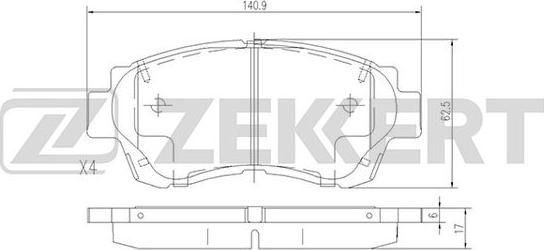 Zekkert BS-2080 - Kit de plaquettes de frein, frein à disque cwaw.fr