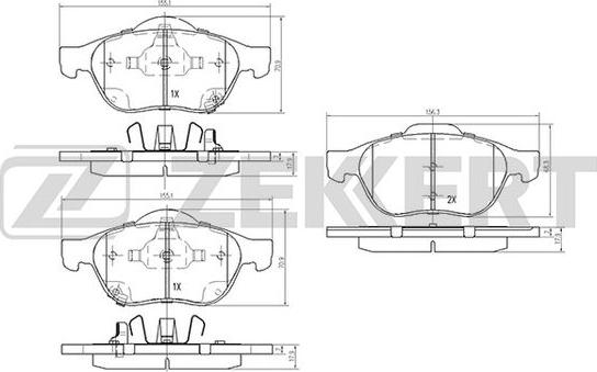 Zekkert BS-2075 - Kit de plaquettes de frein, frein à disque cwaw.fr