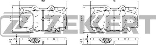 Zekkert BS-2077 - Kit de plaquettes de frein, frein à disque cwaw.fr