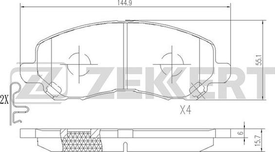 Zekkert BS-2198 - Kit de plaquettes de frein, frein à disque cwaw.fr