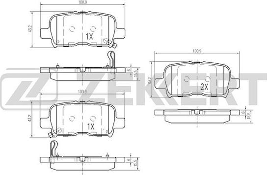 Zekkert BS-2158 - Kit de plaquettes de frein, frein à disque cwaw.fr